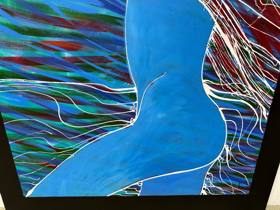 Gerrit Greve (1948-2024, Cardiff by the Sea, CA) Original Acrylic Drip Painting On Canvas Untitled Signed Bottom Right 36” X 48” Estimate $1,700 - $2,200 [Photo 4]