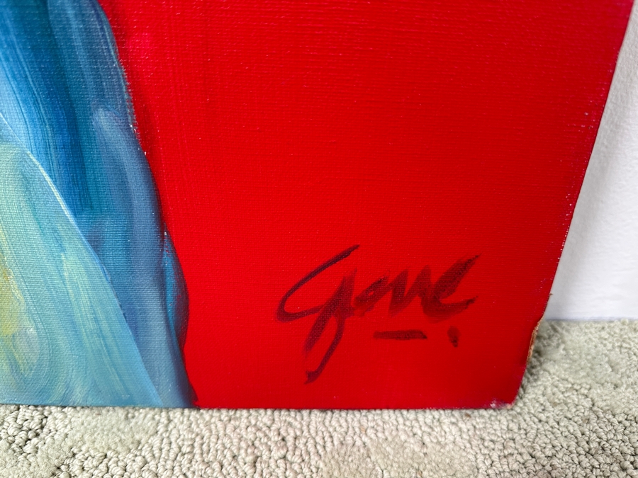 Gerrit Greve (1948-2024, Cardiff by the Sea, CA) Original Acrylic Painting On Canvas Titled “Conversation w/ ID” Signed Bottom Right 48” X 40” Estimate $1,900 - $2,400 [Photo 6]
