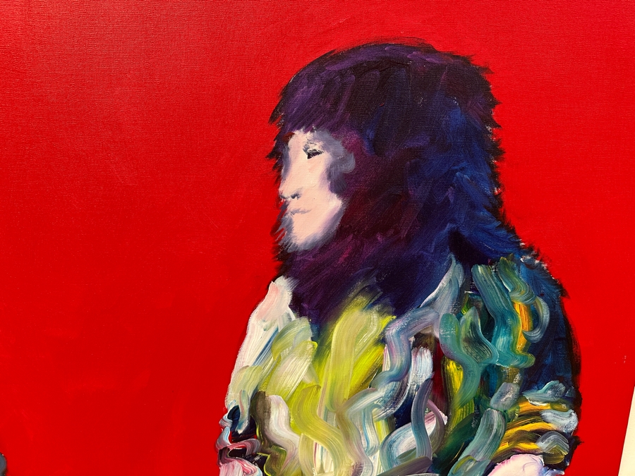 Gerrit Greve (1948-2024, Cardiff by the Sea, CA) Original Acrylic Painting On Canvas Titled “Conversation w/ ID” Signed Bottom Right 48” X 40” Estimate $1,900 - $2,400 [Photo 4]