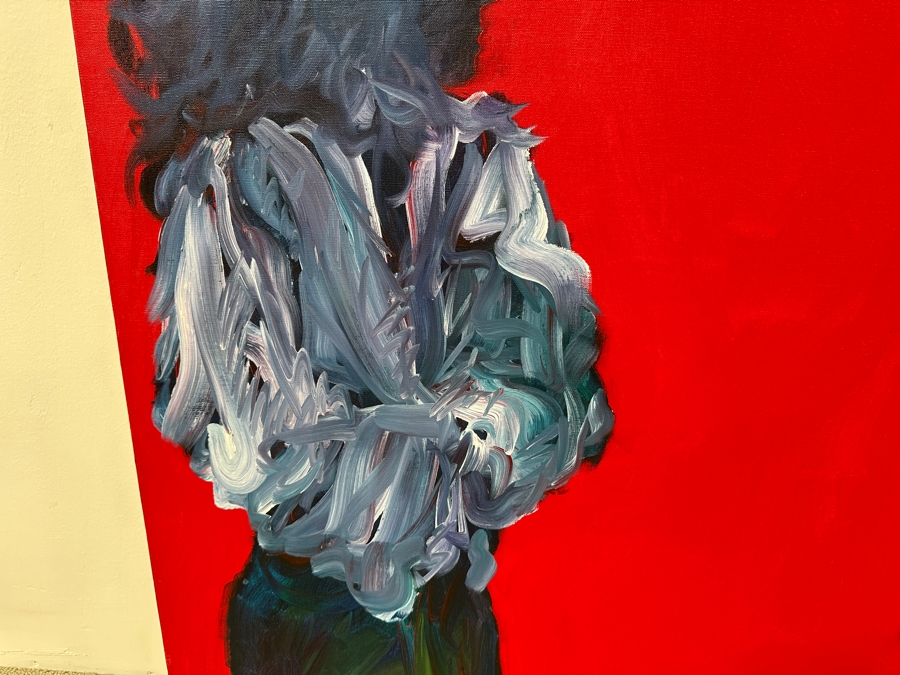 Gerrit Greve (1948-2024, Cardiff by the Sea, CA) Original Acrylic Painting On Canvas Titled “Conversation w/ ID” Signed Bottom Right 48” X 40” Estimate $1,900 - $2,400 [Photo 3]