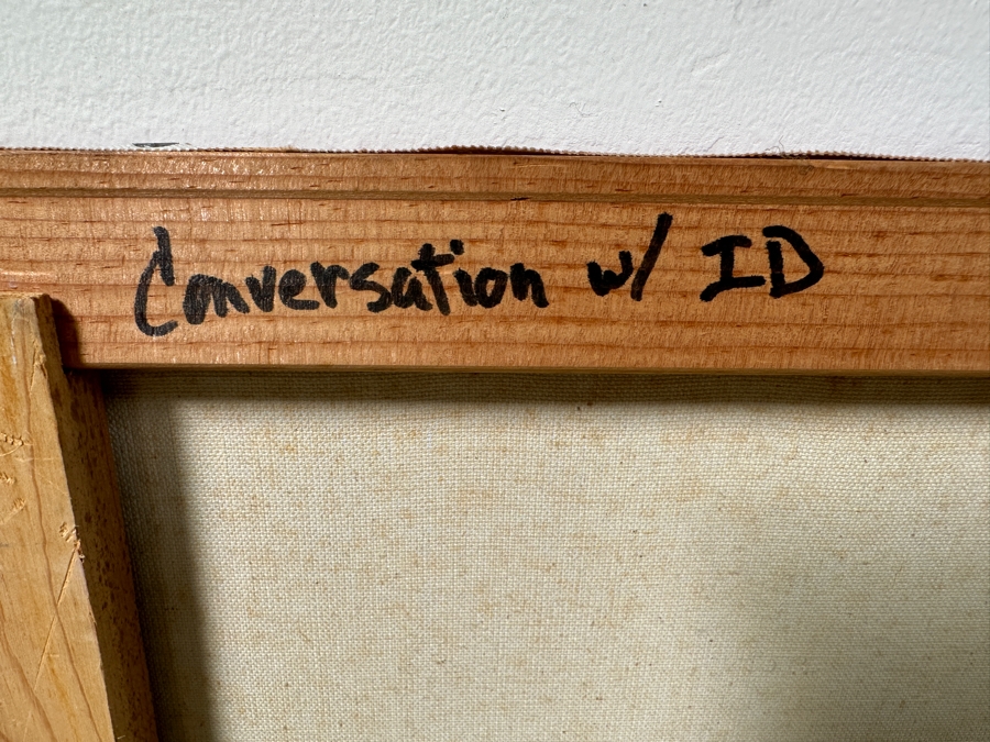 Gerrit Greve (1948-2024, Cardiff by the Sea, CA) Original Acrylic Painting On Canvas Titled “Conversation w/ ID” Signed Bottom Right 48” X 40” Estimate $1,900 - $2,400 [Photo 9]