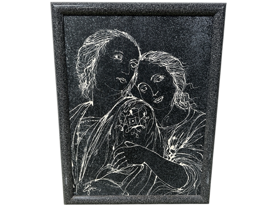 Gerrit Greve (1948-2024, Cardiff by the Sea, CA) Original Acrylic Painting On Canvas Titled “Two Muses - After Raphael” Signed Bottom Left 28.5” X 38” Framed: 34.5” 44.5 Estimate $1,500 - $1,900