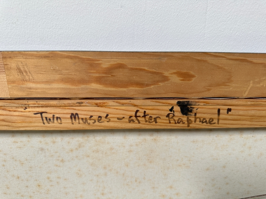 Gerrit Greve (1948-2024, Cardiff by the Sea, CA) Original Acrylic Painting On Canvas Titled “Two Muses - After Raphael” Signed Bottom Left 28.5” X 38” Framed: 34.5” 44.5 Estimate $1,500 - $1,900 [Photo 8]