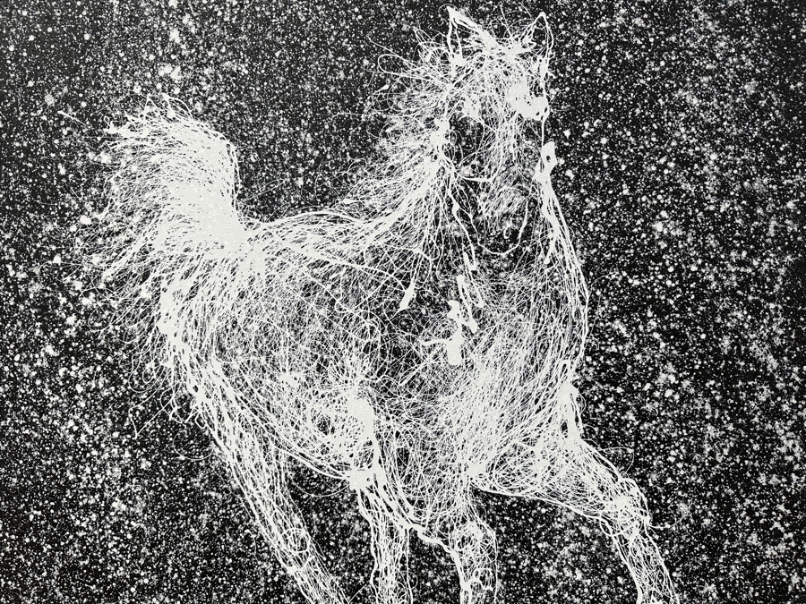 Gerrit Greve (1948-2024, Cardiff by the Sea, CA) Original Drip Painting On Canvas Titled “White Horse #2” Unsigned 36” X 48” Estimate $1,700 - $2,200 [Photo 5]