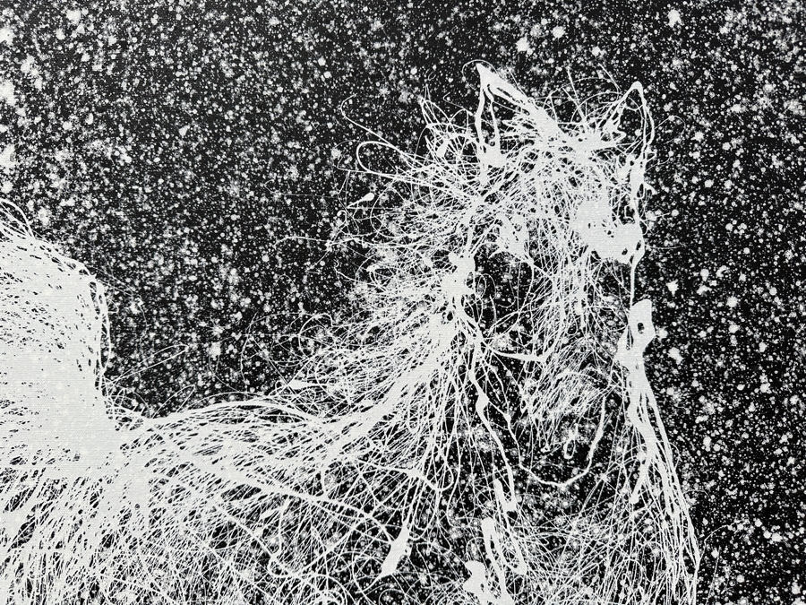 Gerrit Greve (1948-2024, Cardiff by the Sea, CA) Original Drip Painting On Canvas Titled “White Horse #2” Unsigned 36” X 48” Estimate $1,700 - $2,200 [Photo 4]