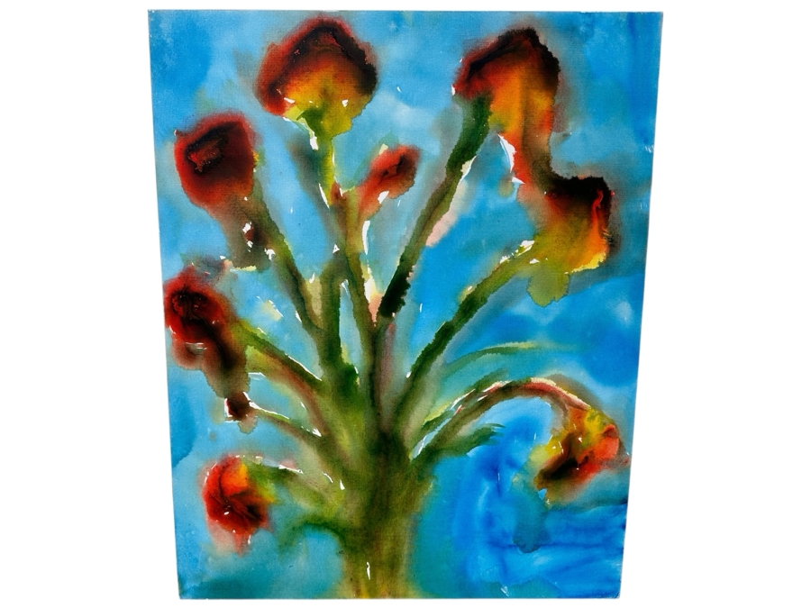Gerrit Greve (1948-2024, Cardiff by the Sea, CA) Original Acrylic Painting On Canvas Untitled Flowers Signed Verso Dated 2020 24” X 30” Estimate $700 - $900