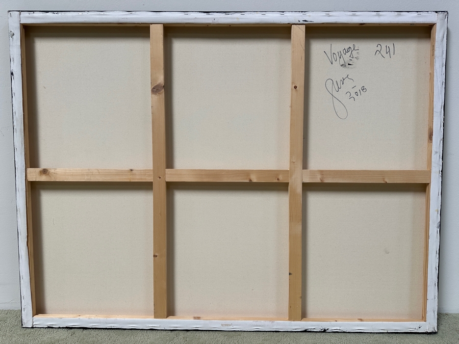 Gerrit Greve (1948-2024, Cardiff by the Sea, CA) Original Acrylic Painting On Canvas Titled “Voyage 241” Signed Verso Dated 2018 48” X 36” Estimate $1,700 - $2,200 [Photo 6]