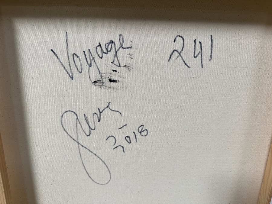 Gerrit Greve (1948-2024, Cardiff by the Sea, CA) Original Acrylic Painting On Canvas Titled “Voyage 241” Signed Verso Dated 2018 48” X 36” Estimate $1,700 - $2,200 [Photo 7]