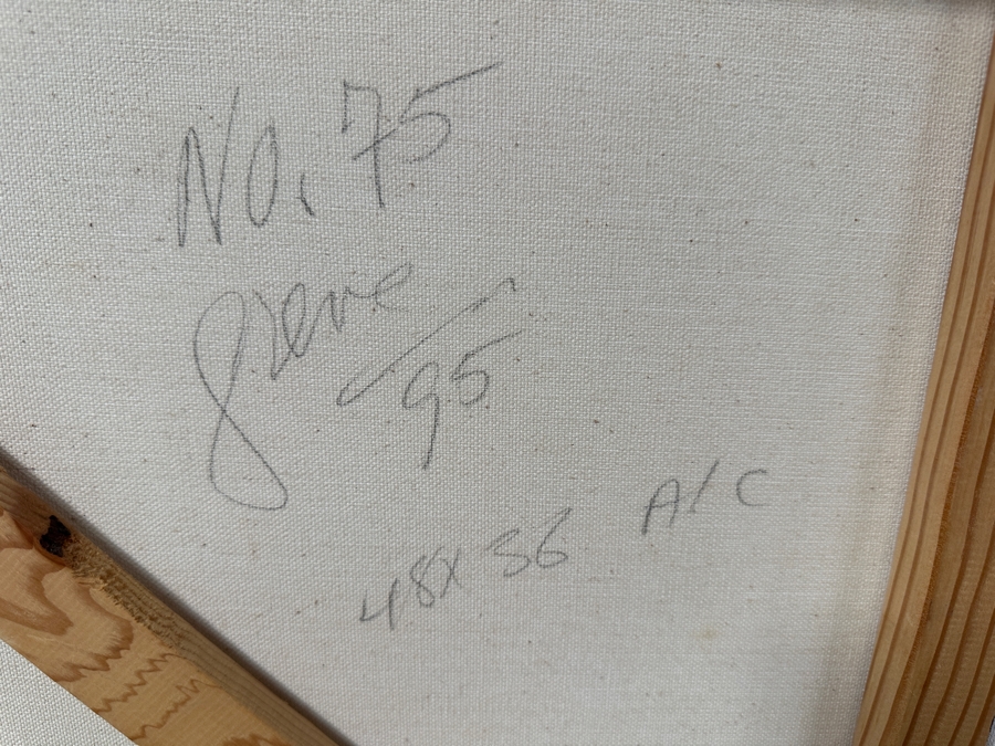 Gerrit Greve (1948-2024, Cardiff by the Sea, CA) Original Acrylic Painting On Canvas Titled “No. 75” Signed Verso Dated 1995 48” X 36” Estimate $1,700 - $2,200 [Photo 6]