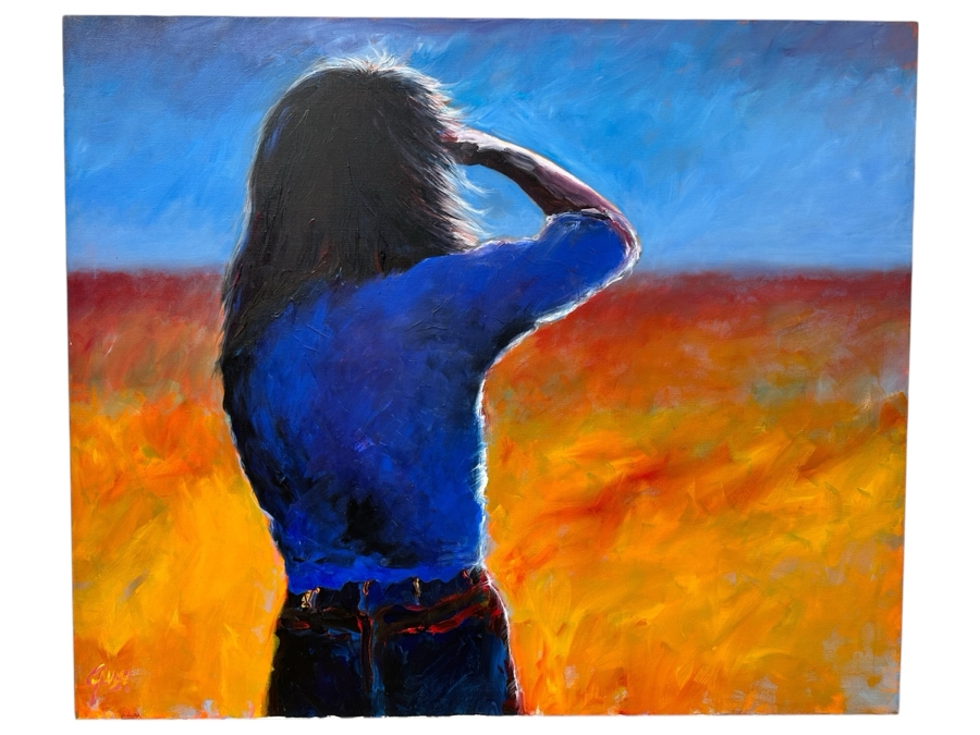 Gerrit Greve (1948-2024, Cardiff by the Sea, CA) Original Acrylic Painting On Canvas Titled “Midwest Horizon” Signed Verso 48” X 40” Estimate $1,900 - $2,400