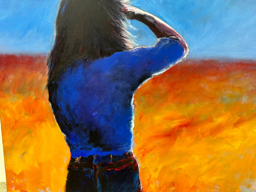 Gerrit Greve (1948-2024, Cardiff by the Sea, CA) Original Acrylic Painting On Canvas Titled “Midwest Horizon” Signed Verso 48” X 40” Estimate $1,900 - $2,400 [Photo 3]