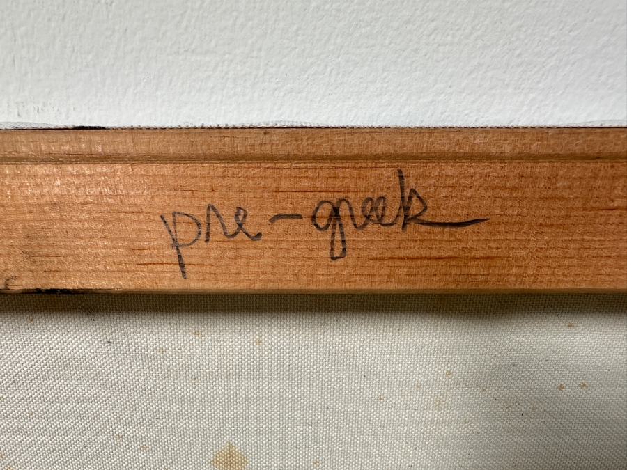 Gerrit Greve (1948-2024, Cardiff by the Sea, CA) Original Acrylic Painting On Canvas Titled “Pre-Greek” Signed Bottom Left 24” X 36” Estimate $900 - $1,100 [Photo 8]