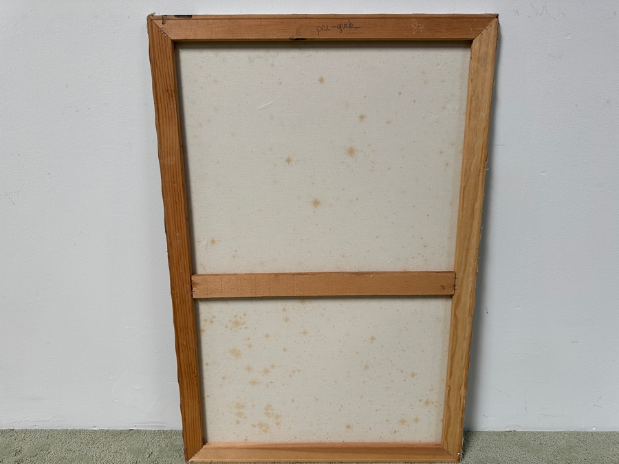 Gerrit Greve (1948-2024, Cardiff by the Sea, CA) Original Acrylic Painting On Canvas Titled “Pre-Greek” Signed Bottom Left 24” X 36” Estimate $900 - $1,100 [Photo 7]