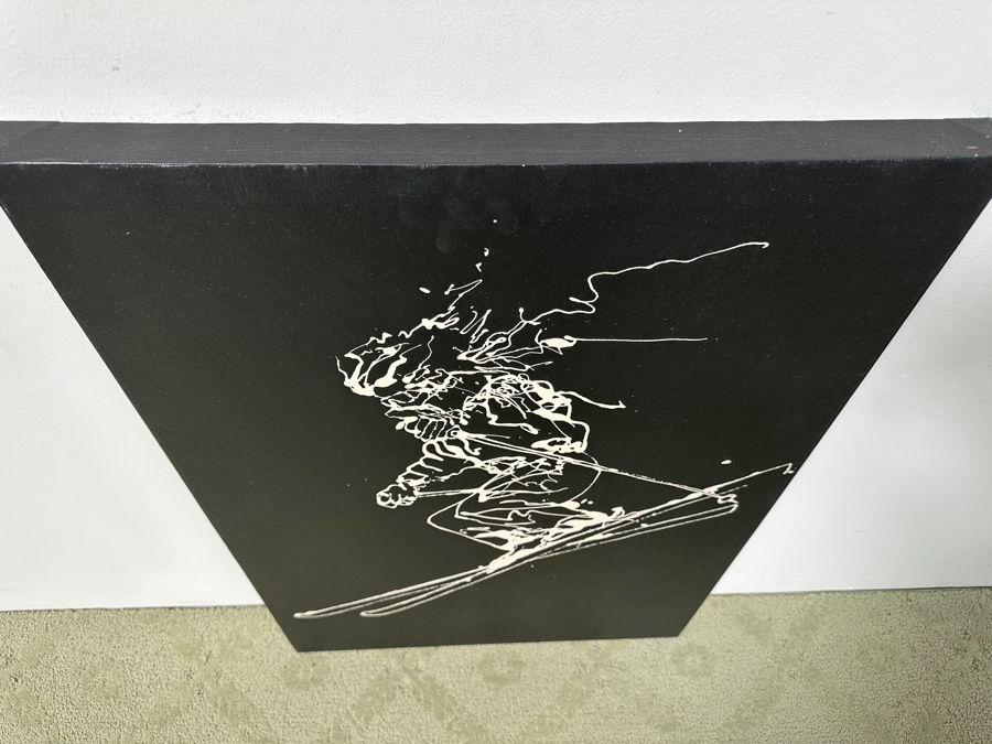 Gerrit Greve (1948-2024, Cardiff by the Sea, CA) Original Acrylic Drip Painting On Canvas Untitled Skier Unsigned 24” X 36” Estimate $900 - $1,100 [Photo 5]