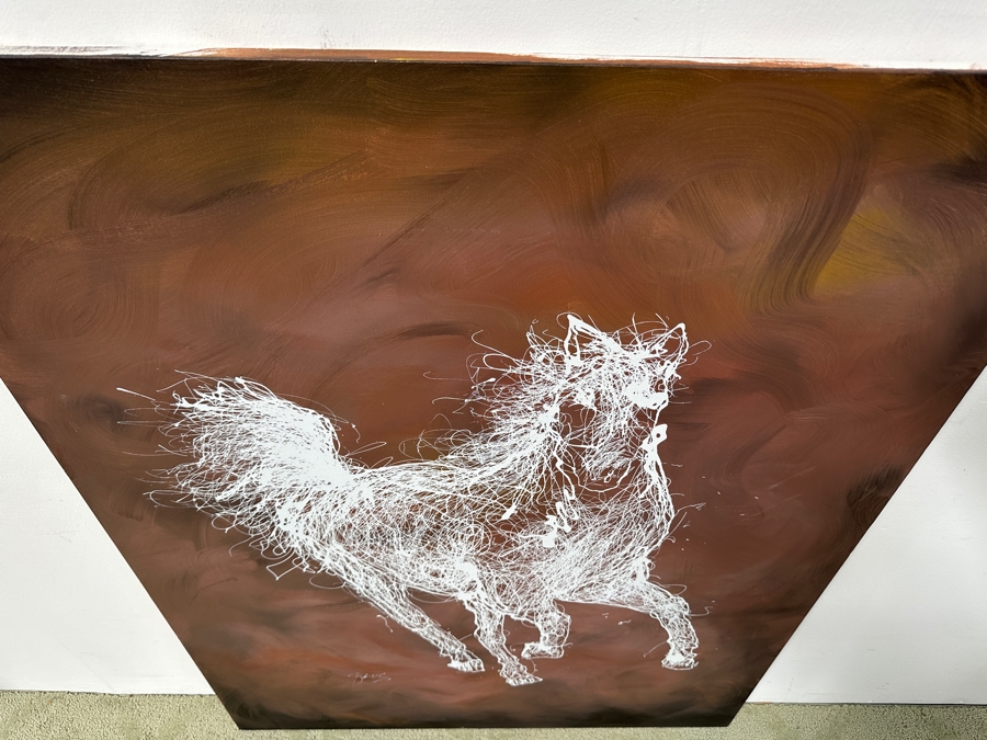 Gerrit Greve (1948-2024, Cardiff by the Sea, CA) Original Acrylic Drip Painting On Canvas Untitled White Horse Signed Bottom Left 36” X 48” Estimate $1,700 - $2,200 [Photo 6]