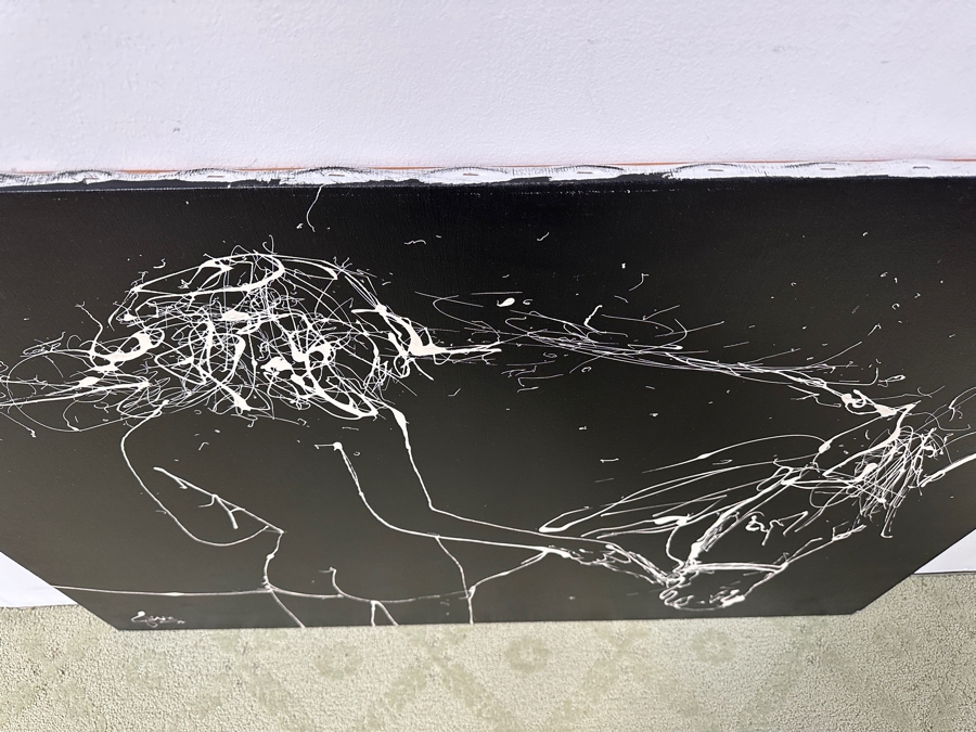 Gerrit Greve (1948-2024, Cardiff by the Sea, CA) Original Acrylic Drip Painting On Canvas Untitled White Horse and Rider Signed Bottom Left 48” X 36” Estimate $1,700 - $2,200 [Photo 6]