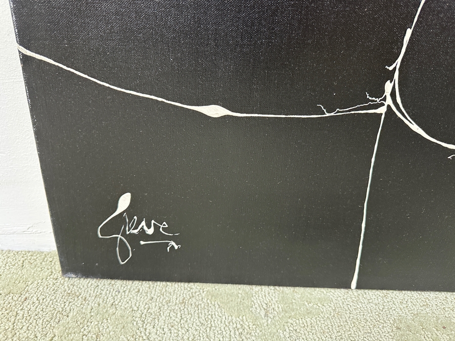 Gerrit Greve (1948-2024, Cardiff by the Sea, CA) Original Acrylic Drip Painting On Canvas Untitled White Horse and Rider Signed Bottom Left 48” X 36” Estimate $1,700 - $2,200 [Photo 5]