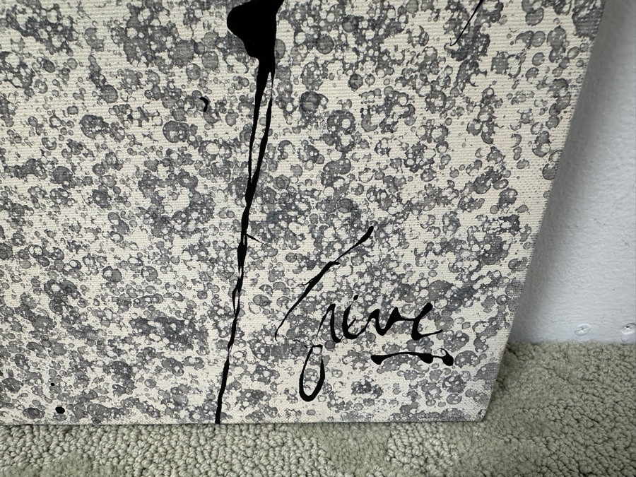 Gerrit Greve (1948-2024, Cardiff by the Sea, CA) Original Acrylic Drip Painting On Canvas Titled “Not Discussing the Other Woman” Signed Bottom Right 36” X 48” Estimate $1,700 - $2,200 [Photo 5]