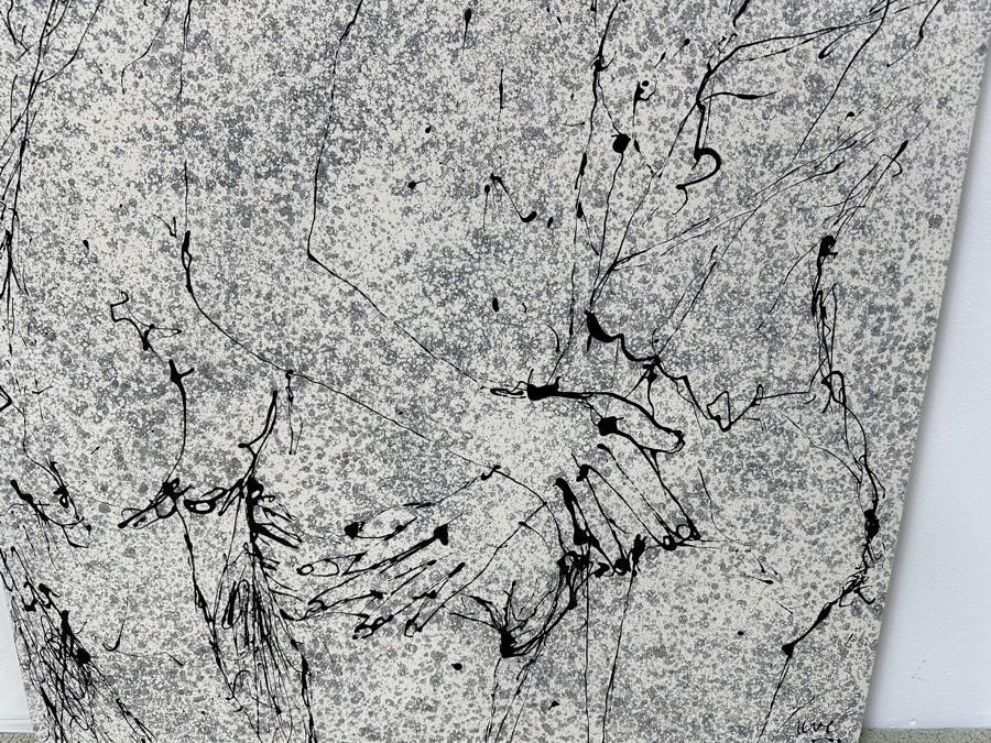 Gerrit Greve (1948-2024, Cardiff by the Sea, CA) Original Acrylic Drip Painting On Canvas Titled “Not Discussing the Other Woman” Signed Bottom Right 36” X 48” Estimate $1,700 - $2,200 [Photo 4]