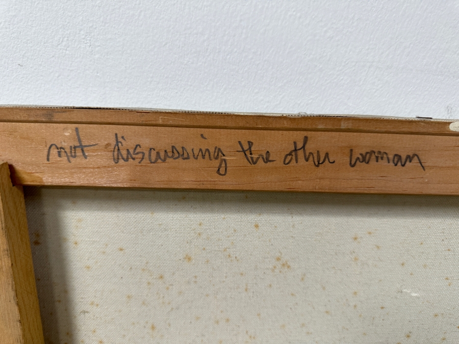 Gerrit Greve (1948-2024, Cardiff by the Sea, CA) Original Acrylic Drip Painting On Canvas Titled “Not Discussing the Other Woman” Signed Bottom Right 36” X 48” Estimate $1,700 - $2,200 [Photo 8]