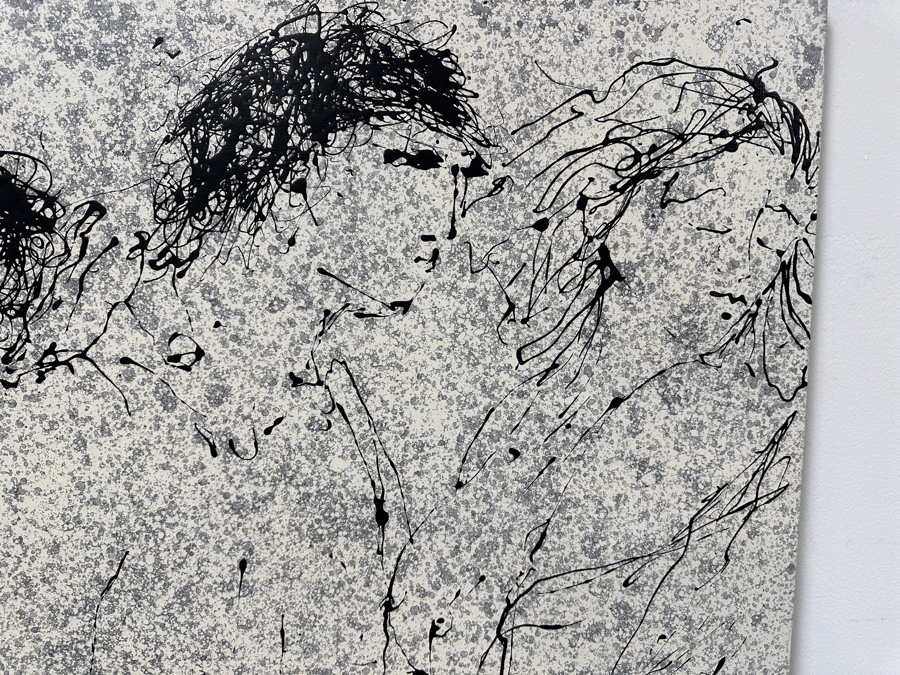 Gerrit Greve (1948-2024, Cardiff by the Sea, CA) Original Acrylic Drip Painting On Canvas Titled “Not Discussing the Other Woman” Signed Bottom Right 36” X 48” Estimate $1,700 - $2,200 [Photo 3]