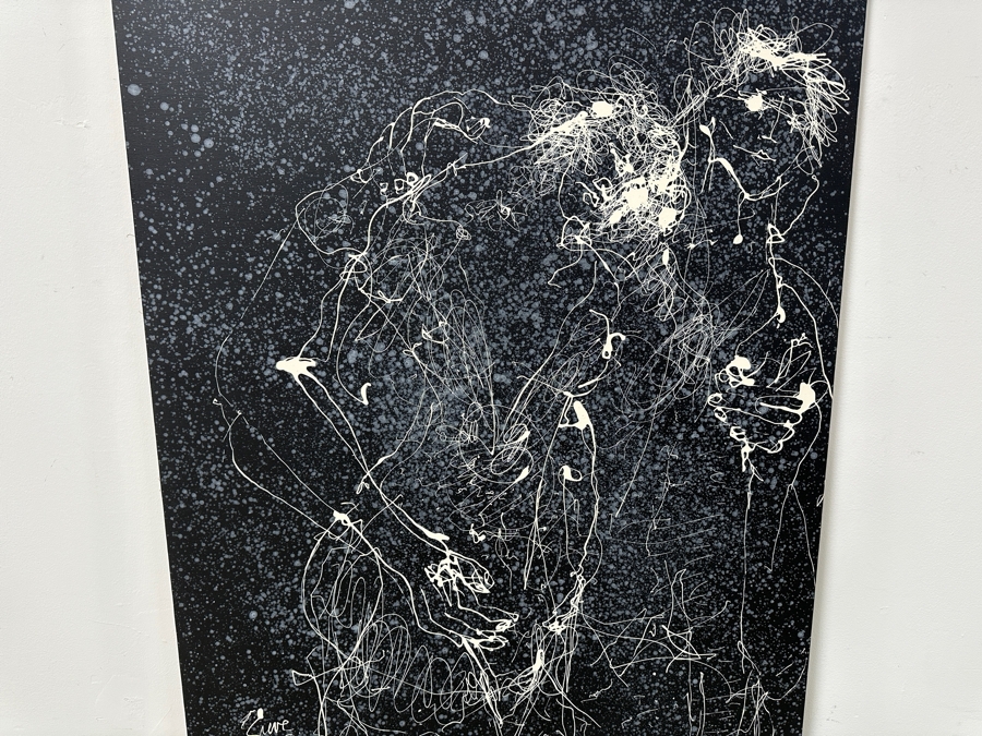 Gerrit Greve (1948-2024, Cardiff by the Sea, CA) Original Acrylic Drip Painting On Canvas Titled “Lonely Couple” Signed Bottom Left 36” X 48” Estimate $1,700 - $2,200 [Photo 2]