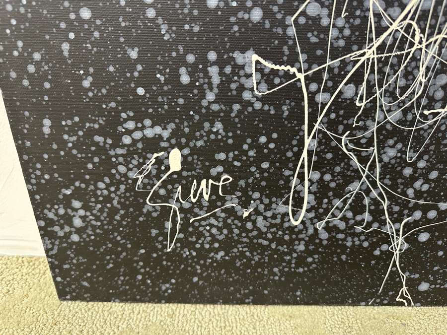 Gerrit Greve (1948-2024, Cardiff by the Sea, CA) Original Acrylic Drip Painting On Canvas Titled “Lonely Couple” Signed Bottom Left 36” X 48” Estimate $1,700 - $2,200 [Photo 5]