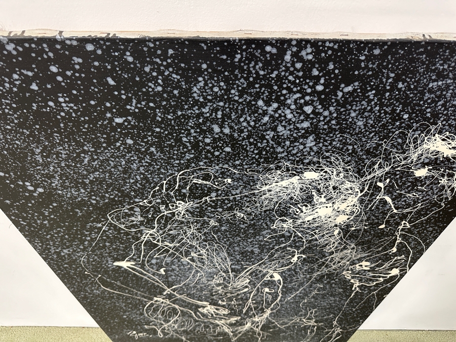 Gerrit Greve (1948-2024, Cardiff by the Sea, CA) Original Acrylic Drip Painting On Canvas Titled “Lonely Couple” Signed Bottom Left 36” X 48” Estimate $1,700 - $2,200 [Photo 6]