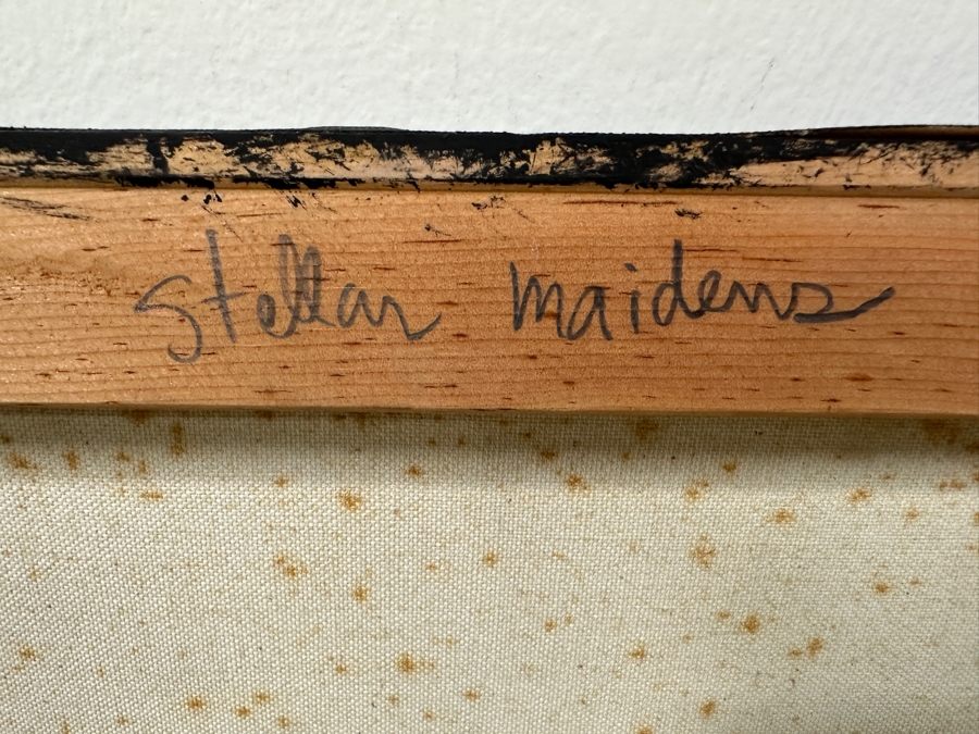 Gerrit Greve (1948-2024, Cardiff by the Sea, CA) Original Acrylic Drip Painting On Canvas Titled 'Stellar Maidens' Signed Lower Right 48' X 36' Estimate $1,700 - $2,200 [Photo 8]