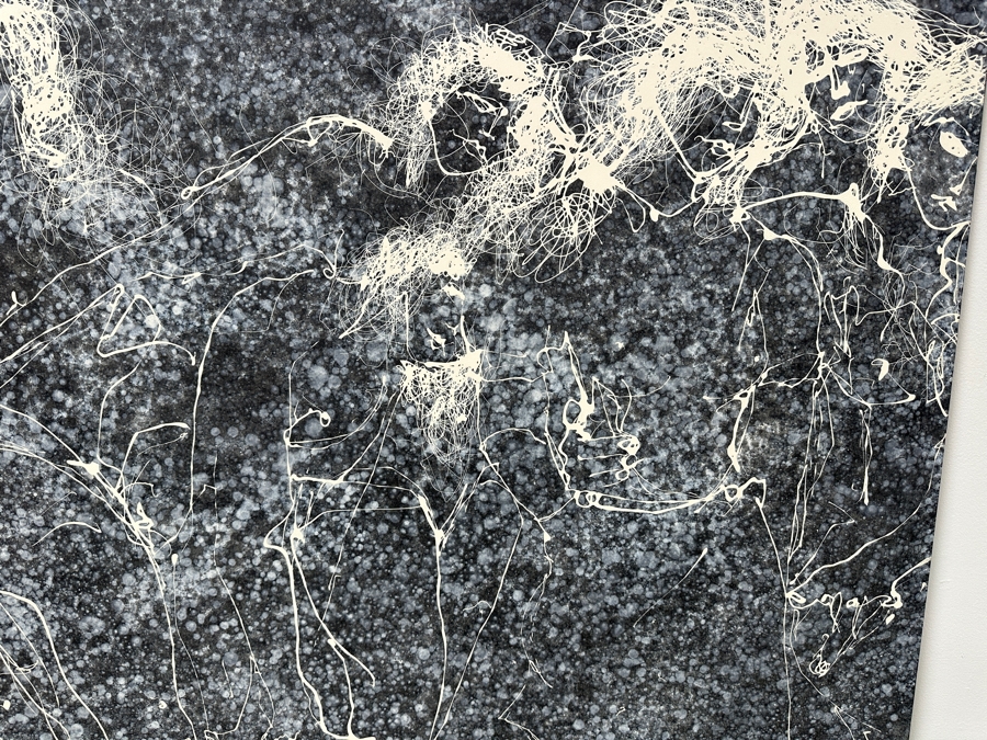 Gerrit Greve (1948-2024, Cardiff by the Sea, CA) Original Acrylic Drip Painting On Canvas Titled 'Stellar Maidens' Signed Lower Right 48' X 36' Estimate $1,700 - $2,200 [Photo 4]