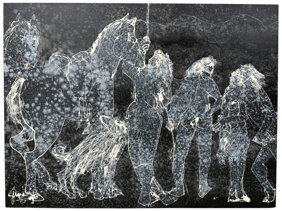 Gerrit Greve (1948-2024, Cardiff by the Sea, CA) Original Acrylic Drip Painting On Canvas Untitled Signed Lower Right Dated 1988 48' X 36' Estimate $1,700 - $2,200