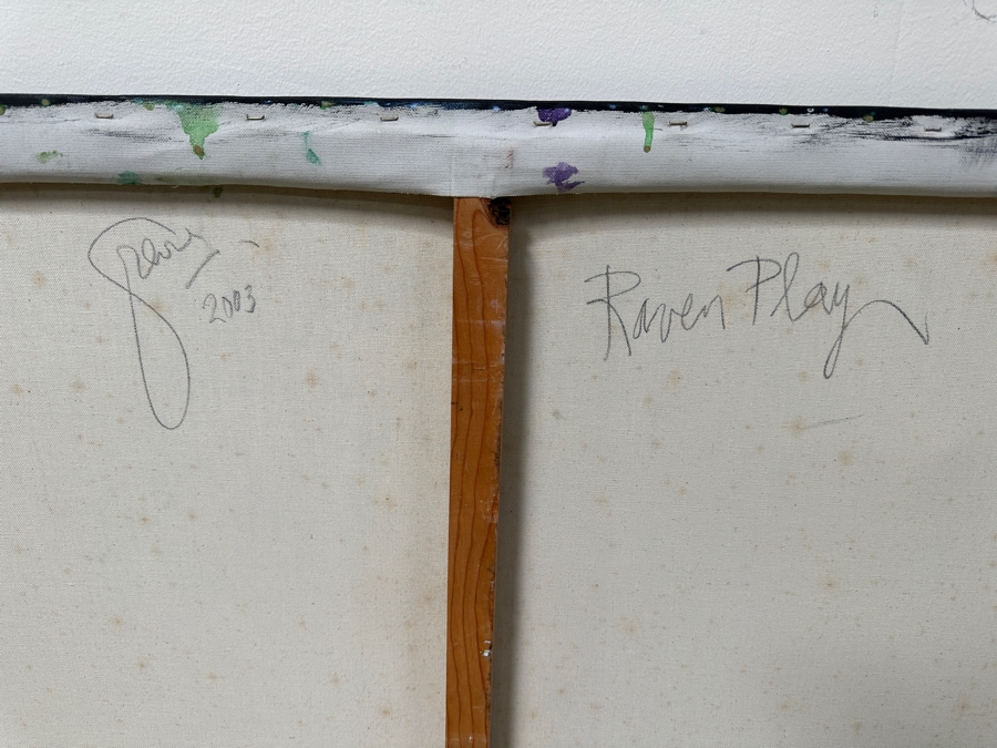 Gerrit Greve (1948-2024, Cardiff by the Sea, CA) Original Acrylic Mixed-Media Sand Painting On Canvas Titled 'Raven Play' Signed Verso Dated 2003 45' X 45' Estimate $2,000 - $2,500 [Photo 6]