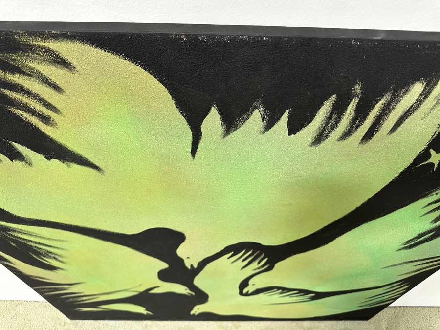 Gerrit Greve (1948-2024, Cardiff by the Sea, CA) Original Acrylic Mixed-Media Sand Painting On Canvas Titled 'Raven Play' Signed Verso Dated 2003 45' X 45' Estimate $2,000 - $2,500 [Photo 4]
