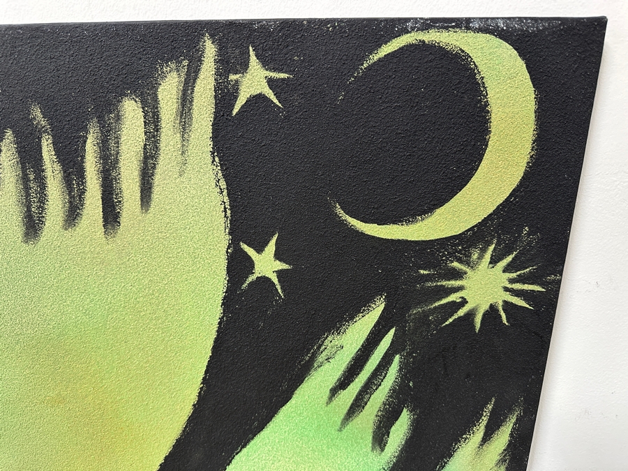 Gerrit Greve (1948-2024, Cardiff by the Sea, CA) Original Acrylic Mixed-Media Sand Painting On Canvas Titled 'Raven Play' Signed Verso Dated 2003 45' X 45' Estimate $2,000 - $2,500 [Photo 3]