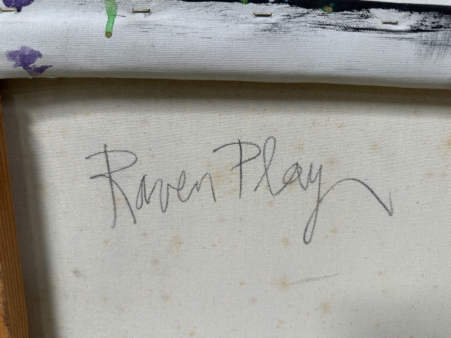 Gerrit Greve (1948-2024, Cardiff by the Sea, CA) Original Acrylic Mixed-Media Sand Painting On Canvas Titled 'Raven Play' Signed Verso Dated 2003 45' X 45' Estimate $2,000 - $2,500 [Photo 8]