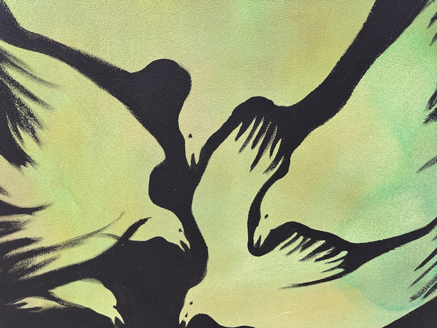 Gerrit Greve (1948-2024, Cardiff by the Sea, CA) Original Acrylic Mixed-Media Sand Painting On Canvas Titled 'Raven Play' Signed Verso Dated 2003 45' X 45' Estimate $2,000 - $2,500 [Photo 2]