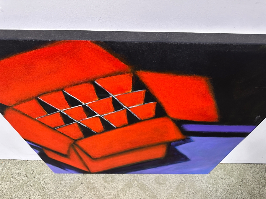 Gerrit Greve (1948-2024, Cardiff by the Sea, CA) Original Acrylic Painting On Canvas Titled 'Red Box On Purple' Signed Lower Left And Verso Dated 2022 36' X 36' Estimate $1,300 - $1,600 [Photo 3]