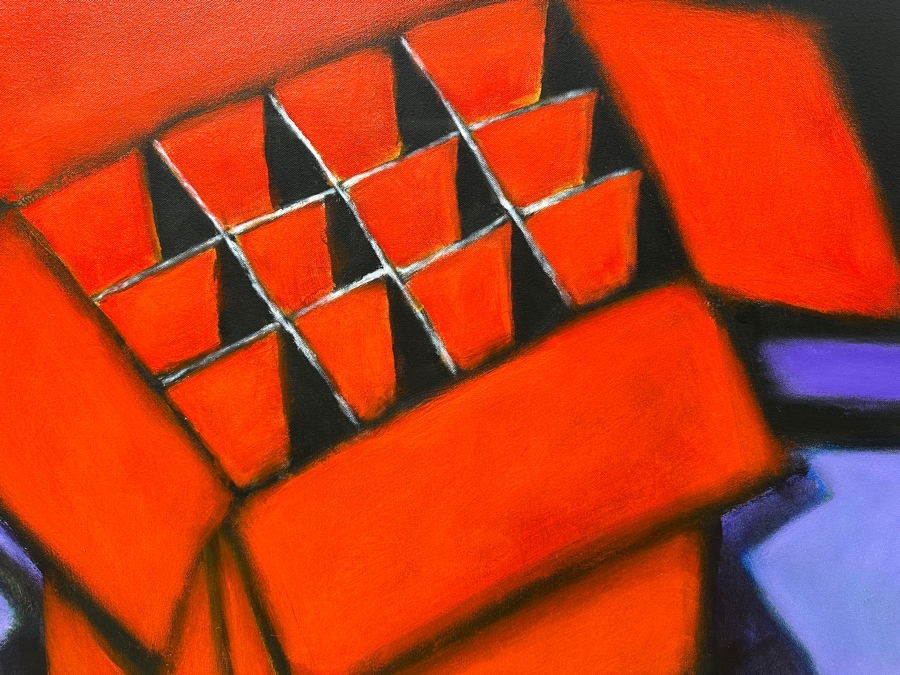 Gerrit Greve (1948-2024, Cardiff by the Sea, CA) Original Acrylic Painting On Canvas Titled 'Red Box On Purple' Signed Lower Left And Verso Dated 2022 36' X 36' Estimate $1,300 - $1,600 [Photo 2]