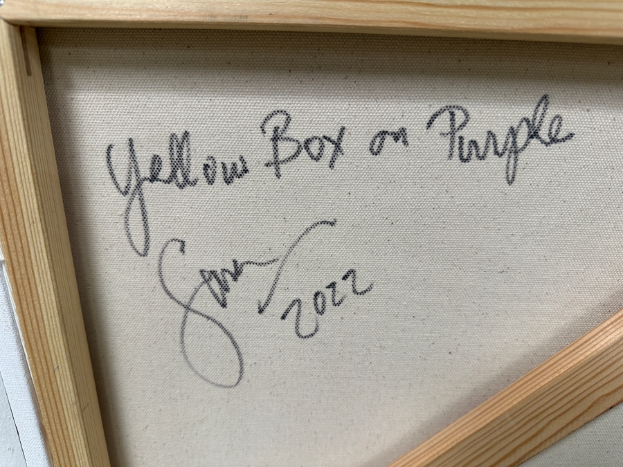 Gerrit Greve (1948-2024, Cardiff by the Sea, CA) Original Acrylic Painting On Canvas Titled 'Yellow Box On Purple' Signed Lower Left And Verso Dated 2022 36' X 36' Estimate $1,300 - $1,600 [Photo 7]