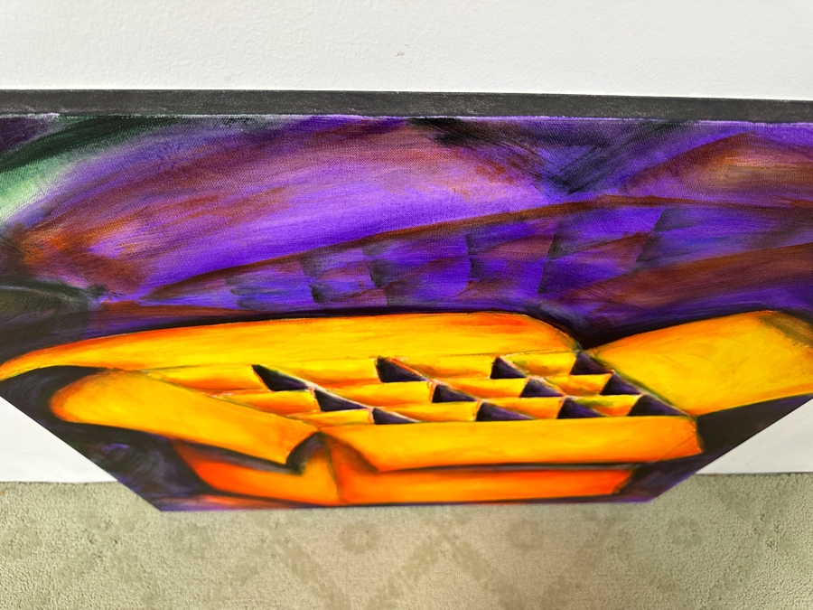 Gerrit Greve (1948-2024, Cardiff by the Sea, CA) Original Acrylic Painting On Canvas Titled 'Yellow Box On Purple' Signed Lower Left And Verso Dated 2022 36' X 36' Estimate $1,300 - $1,600 [Photo 5]