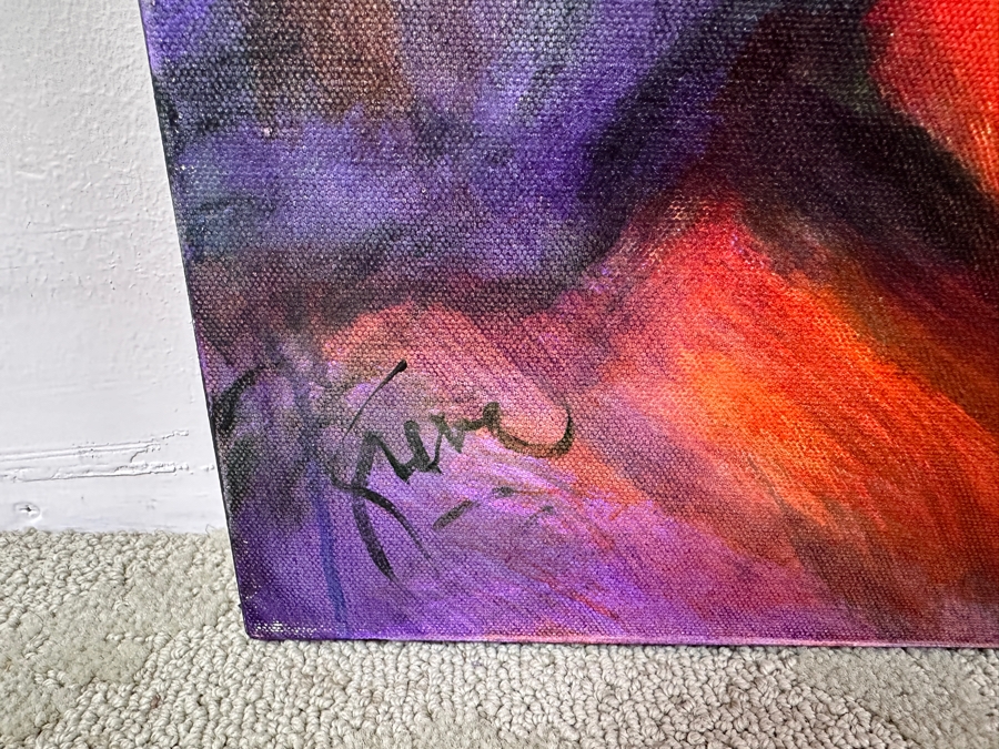 Gerrit Greve (1948-2024, Cardiff by the Sea, CA) Original Acrylic Painting On Canvas Titled 'Yellow Box On Purple' Signed Lower Left And Verso Dated 2022 36' X 36' Estimate $1,300 - $1,600 [Photo 4]