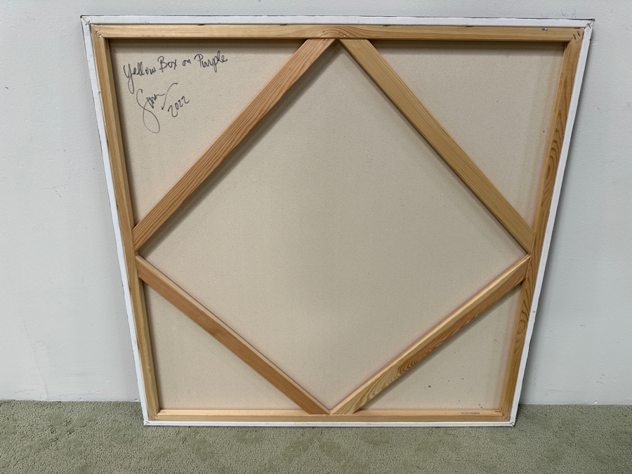 Gerrit Greve (1948-2024, Cardiff by the Sea, CA) Original Acrylic Painting On Canvas Titled 'Yellow Box On Purple' Signed Lower Left And Verso Dated 2022 36' X 36' Estimate $1,300 - $1,600 [Photo 6]
