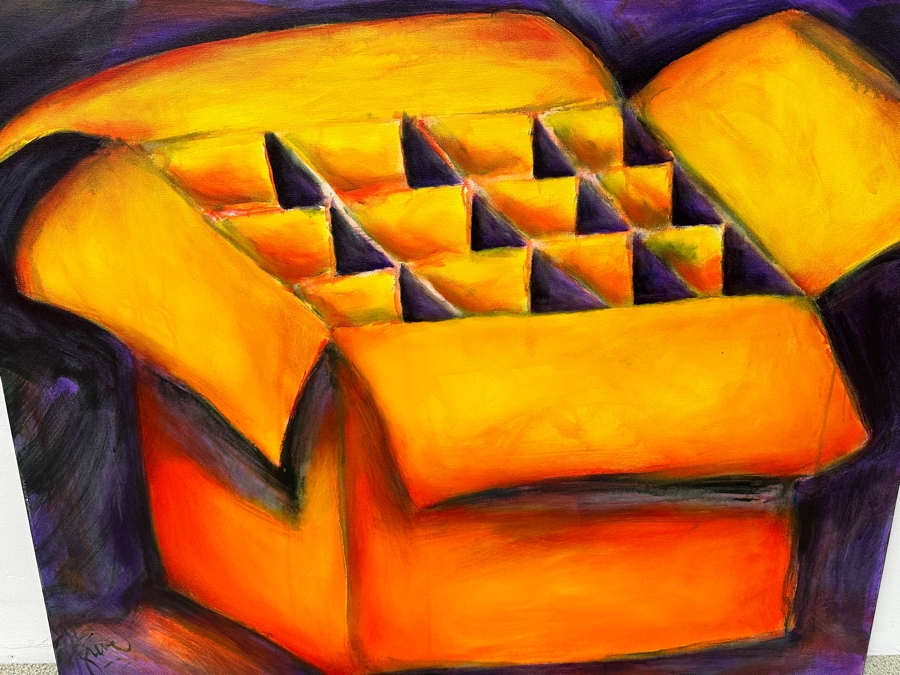 Gerrit Greve (1948-2024, Cardiff by the Sea, CA) Original Acrylic Painting On Canvas Titled 'Yellow Box On Purple' Signed Lower Left And Verso Dated 2022 36' X 36' Estimate $1,300 - $1,600 [Photo 2]