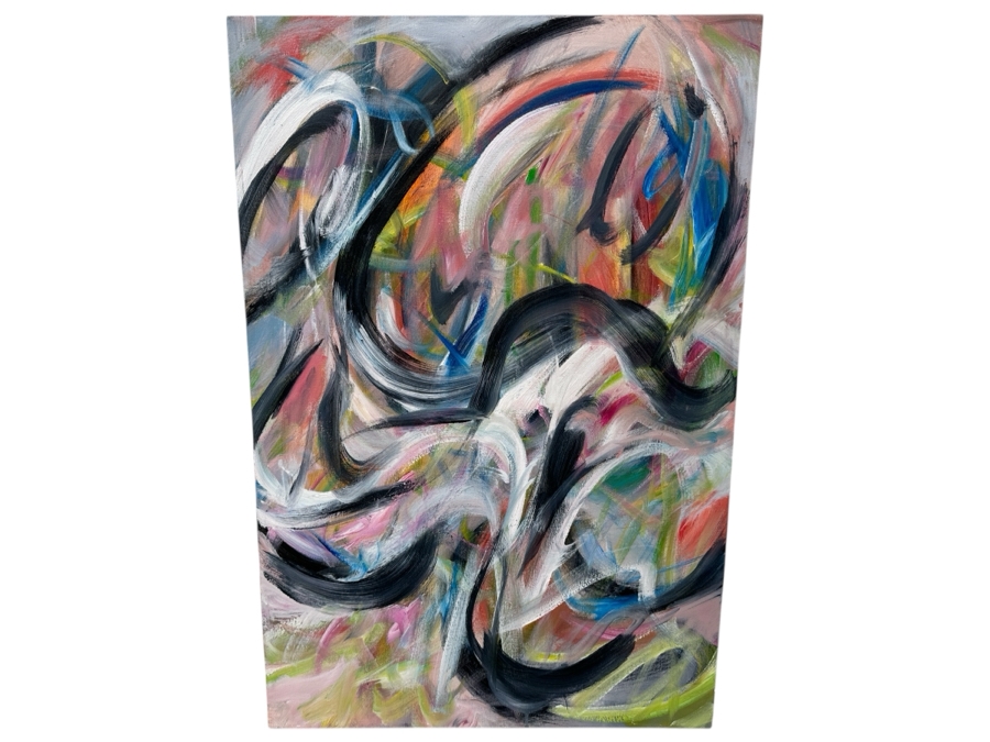 Gerrit Greve (1948-2024, Cardiff by the Sea, CA) Original Acrylic Abstract Painting On Canvas Untitled Signed Verso Dated 2016 24' X 36' Estimate $900 - $1,100