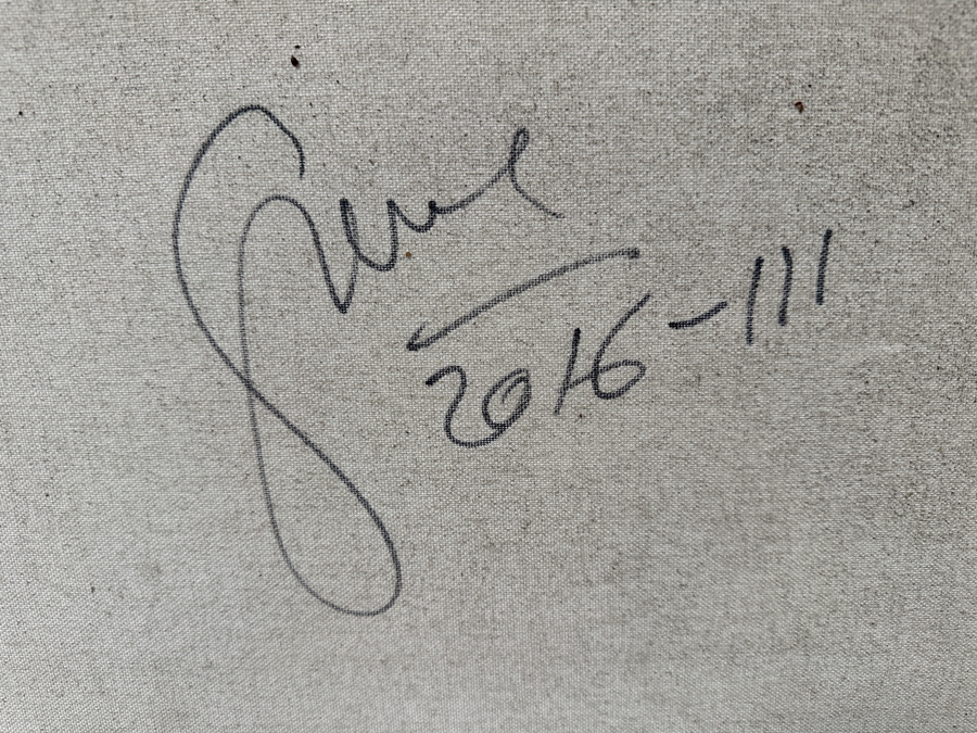 Gerrit Greve (1948-2024, Cardiff by the Sea, CA) Original Acrylic Abstract Painting On Canvas Untitled Signed Verso Dated 2016 24' X 36' Estimate $900 - $1,100 [Photo 5]