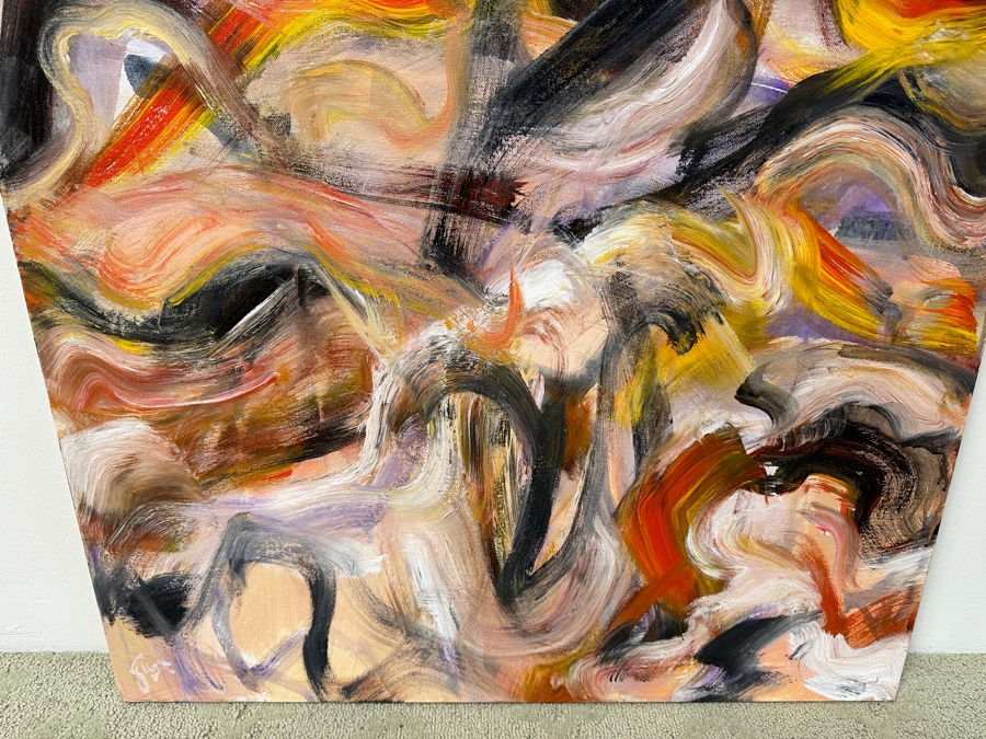 Gerrit Greve (1948-2024, Cardiff by the Sea, CA) Original Acrylic Abstract Painting On Canvas Titled 'Nude' Signed Lower Left And Verso Dated 2022 30' X 40' Estimate $1,200 - $1,500 [Photo 3]