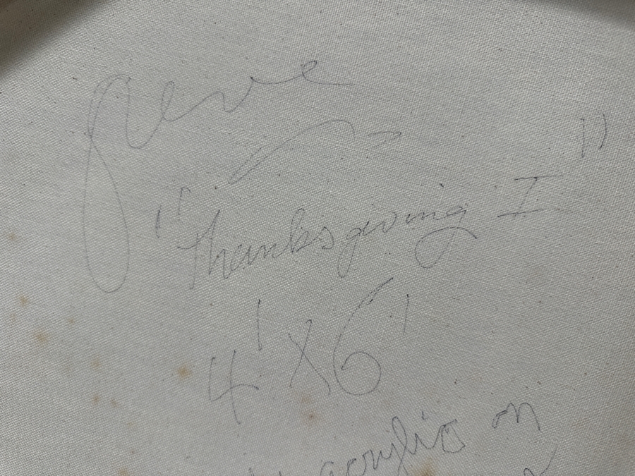 Gerrit Greve (1948-2024, Cardiff by the Sea, CA) Original Acrylic Mixed-Media Sand Diptych Painting On Canvas Titled 'Thanksgiving I' Signed Verso Dated 1995 48' X 72' Estimate $3,500 - $4,300 [Photo 7]