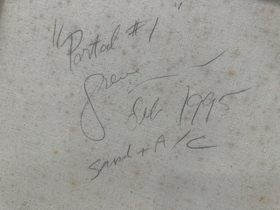 Gerrit Greve (1948-2024, Cardiff by the Sea, CA) Original Acrylic Mixed-Media Sand Painting On Canvas Titled 'Portal #1' Signed Verso Dated 1995 36' X 48' Estimate $1,700 - $2,200 [Photo 6]