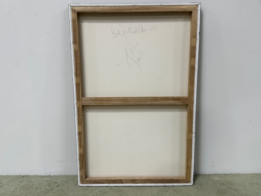 Gerrit Greve (1948-2024, Cardiff by the Sea, CA) Original Acrylic Mixed-Media Sand Painting On Canvas Titled 'Boat For Meditation 04' Signed Verso Dated 2005 24' X 36' Estimate $900 - $1,100 [Photo 5]