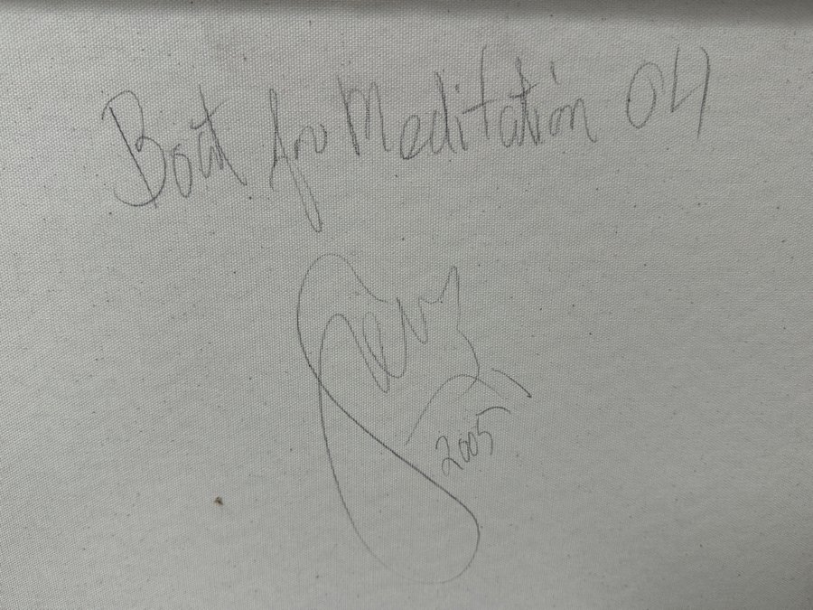 Gerrit Greve (1948-2024, Cardiff by the Sea, CA) Original Acrylic Mixed-Media Sand Painting On Canvas Titled 'Boat For Meditation 04' Signed Verso Dated 2005 24' X 36' Estimate $900 - $1,100 [Photo 6]